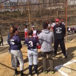 Academies @ Roxborough Girls softball at hoe plate with Parkway Co-Captains