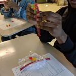 Students building DNA models with candy