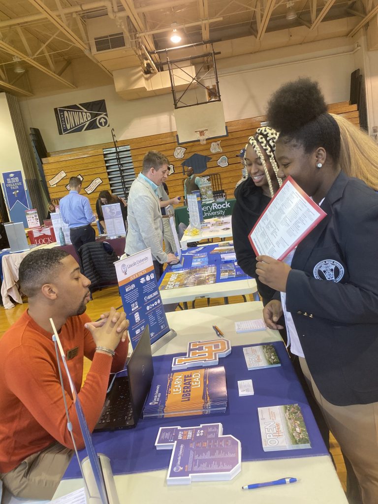 Roxborough students visiting college reps at the College Fair