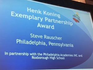Henk Kooning Exemplary Partner award to Steve Rausher from Roxborough HS