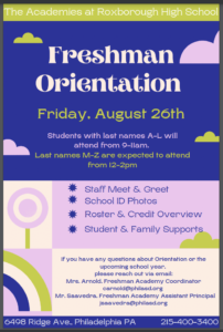 Freshman Orientation Flyer