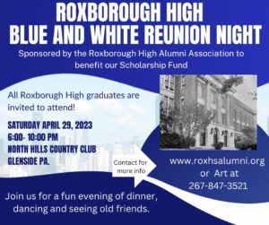 Reunion Night Flyer. Contact Art at 267-847-3521 for more information. 