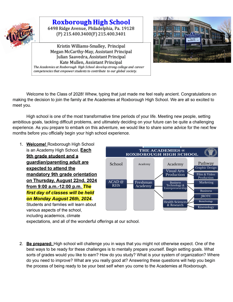 9th grade Orientation Letter pg2
