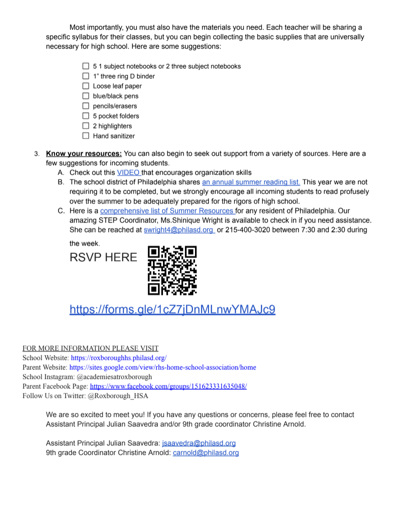 9th grade Orientation Letter pg1